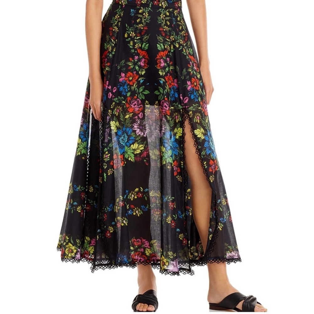 Charo Ruiz Ibiza Zara Floral Print  Black Maxi Skirt